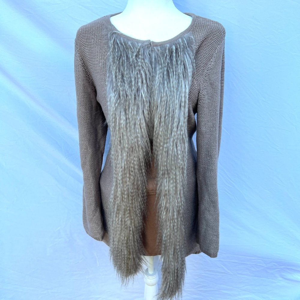 Tan Fur Sweater with Gold Sparkles